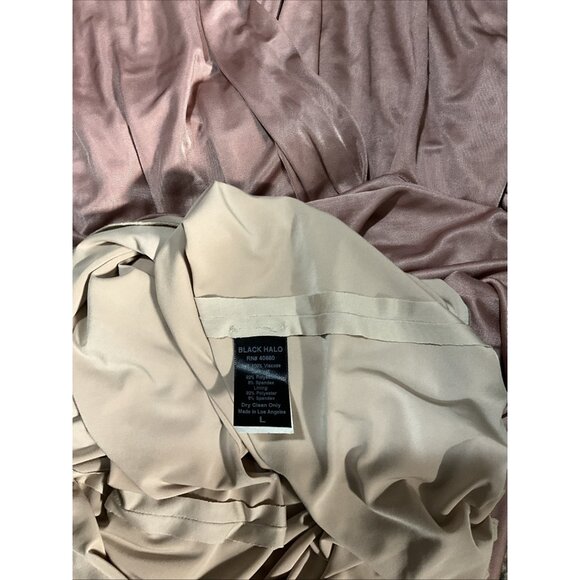 Black Halo Goddess Draped Blush Pink Cocktail Dress Size L NWT V Neck Short